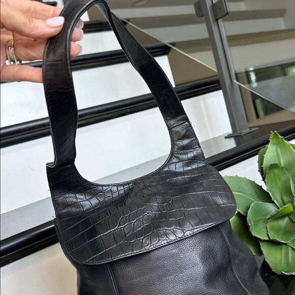 Tignanello Genuine Leather Shoulder Bag – Unique Croc-Embossed Flap Soft Lux - Picture 6 of 12